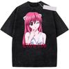 Аниме Elfen Lied Люси Графическая футболка Винтажная стираная Уличная одежда Унисекс Большемерная Летняя хлопковая Ретро футболка Одежда Топы Футболка