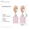 Fashion Pink Rectangle Cubic Zirconia Drop Earrings For Women Wedding Party Jewelry Classic Elegant Rose Gold Color Eardrop