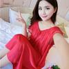Chic Solid Color Smooth Surface Sleepwear Lightweight Quick Dry Women Nightdress for Adult Nightie Dress