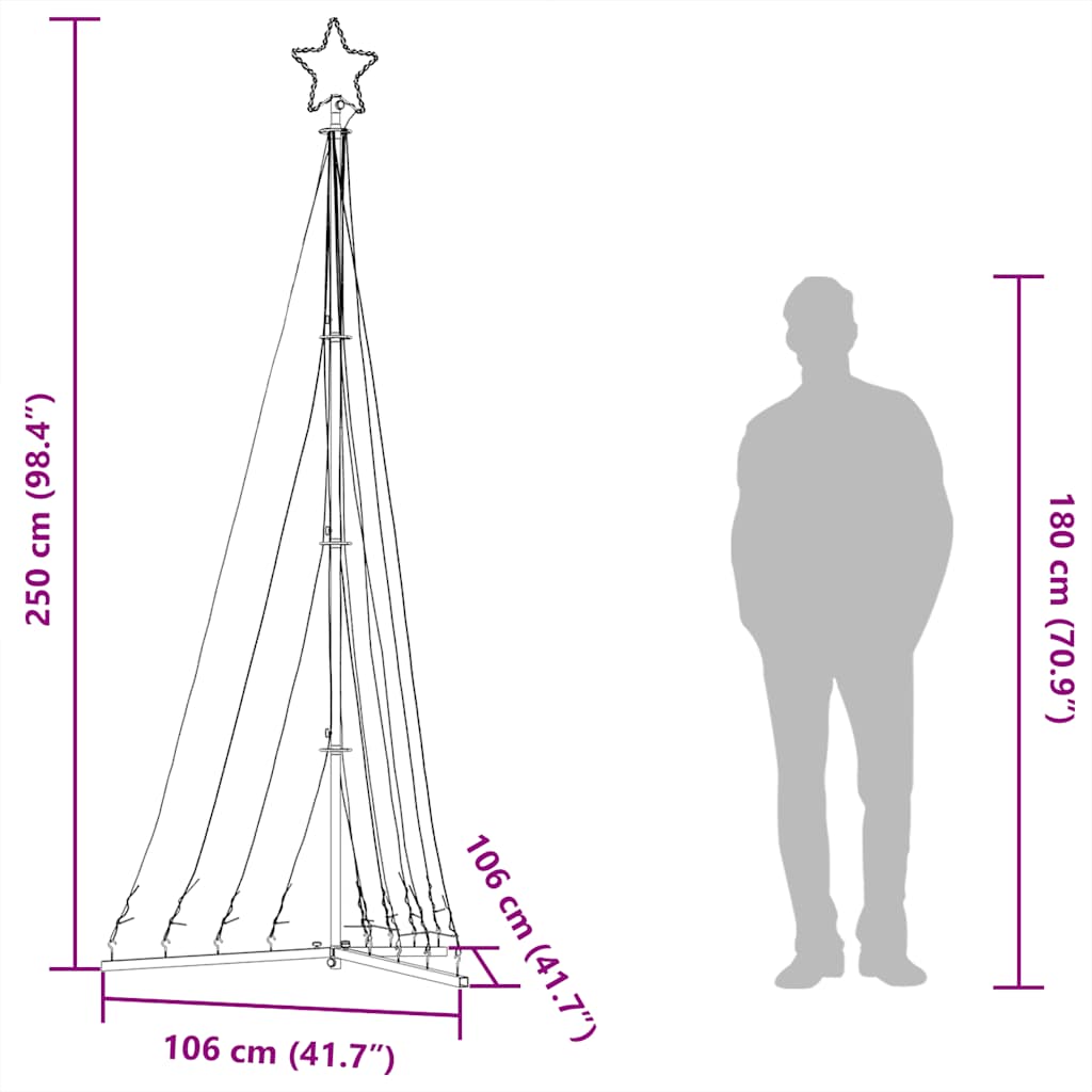 LED Christmas Tree 447 Warm White LEDs 250 cm