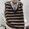 Контрастный цветной полосатый вязаный свитер женский большой размер весна новый модный универсальный и тонкий свободный жилет прилив