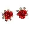 Женская мода серьги-гвоздики с цветком розы, инкрустированные стразами, ювелирные изделия в подарок