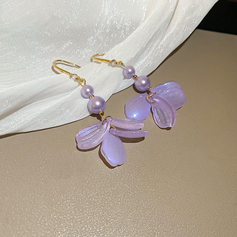 Богемные розовые серьги-кисточки с цветком из бисера и жемчуга