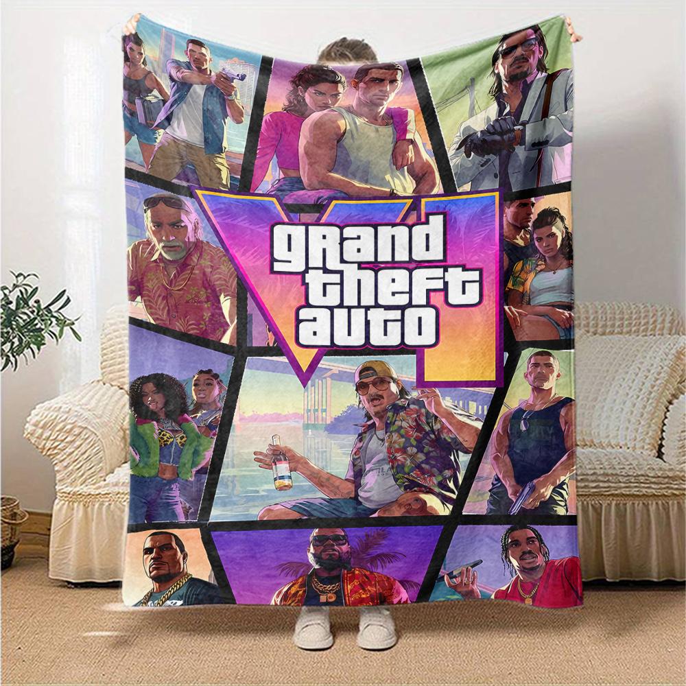 1pc Blanket - Game Grand Theft Auto Print Design,Lightweight Blanket for Sofa,Bed- Soft &Warm,Gift for All Seasons