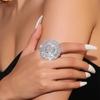 Кольцо с геометрическим круглым кристаллом, темпераментное, сияющее, роскошное, открывающееся, регулируемое, женское кольцо