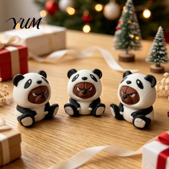 Collectible Panda Hood Figure 3D Printed Figurine, Cute Angry Bear Statue, Small Detailed Costume Ornament Animal Sculpture for Shelf, Car Dashboard,