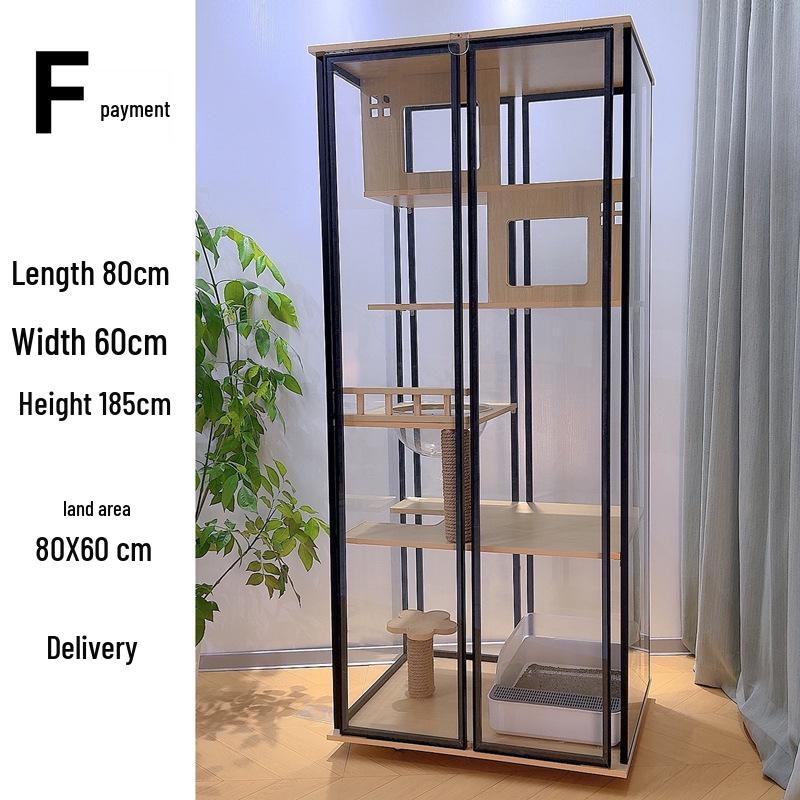 Luxury Solid Wood Cat Villa: Panoramic Glass Cat House with Bed and Indoor Cat Cabinet