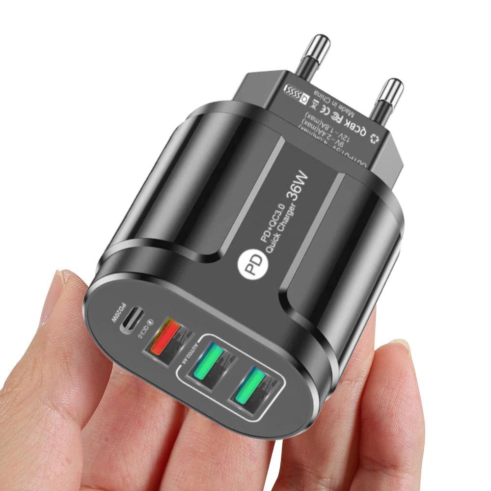 PD33W GaN QC3.0 Многопортовое EU Зарядное устройство 9V/12V Адаптер Быстрой Зарядки