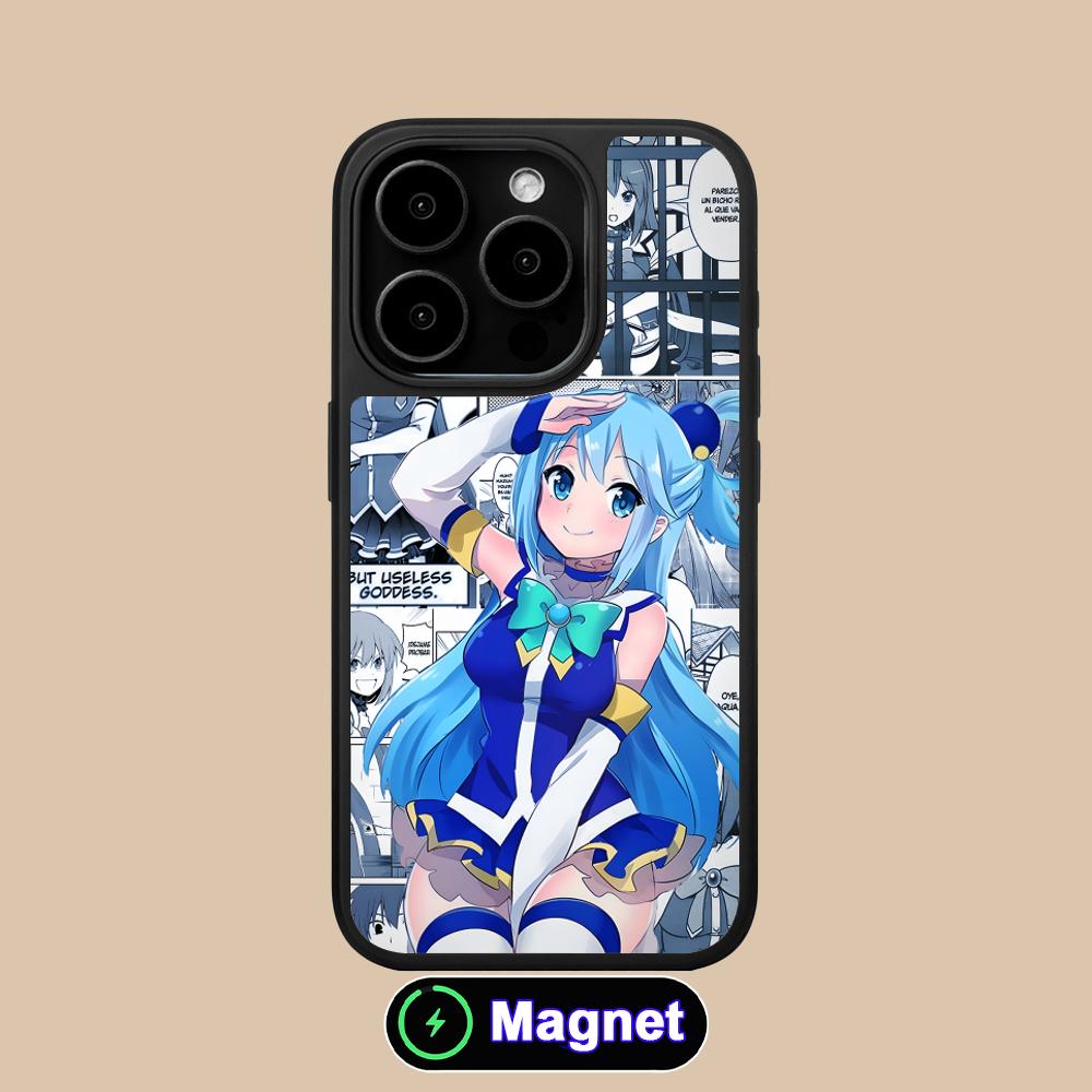Konosuba Аква Матовая Поверхность Чехол для Мобильного Телефона Magsafe для iPhone 17 16 15 14 13 12 11 Air Pro Max Plus Цветной Чехол