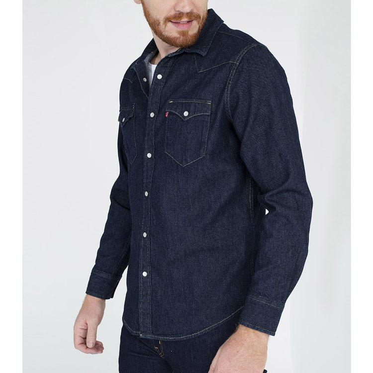 Levis Повседневная рубашка из чистого хлопка Деним Длинный рукав Унисекс Рубашки Синий 85745-0002