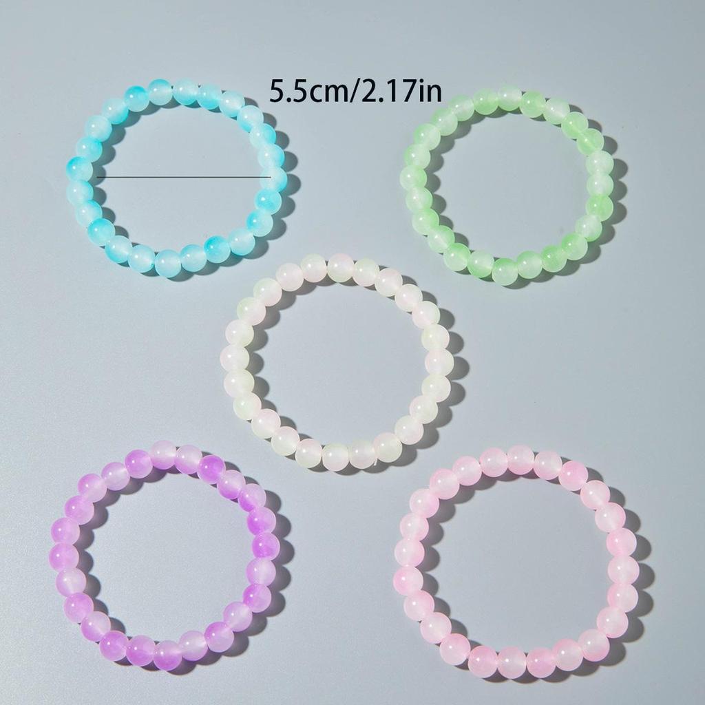 Cross Border Fashion Versatile Color Blended Glass Bead Bracelet for Women's Summer Coolness Jewelry Bead Bracelet Set