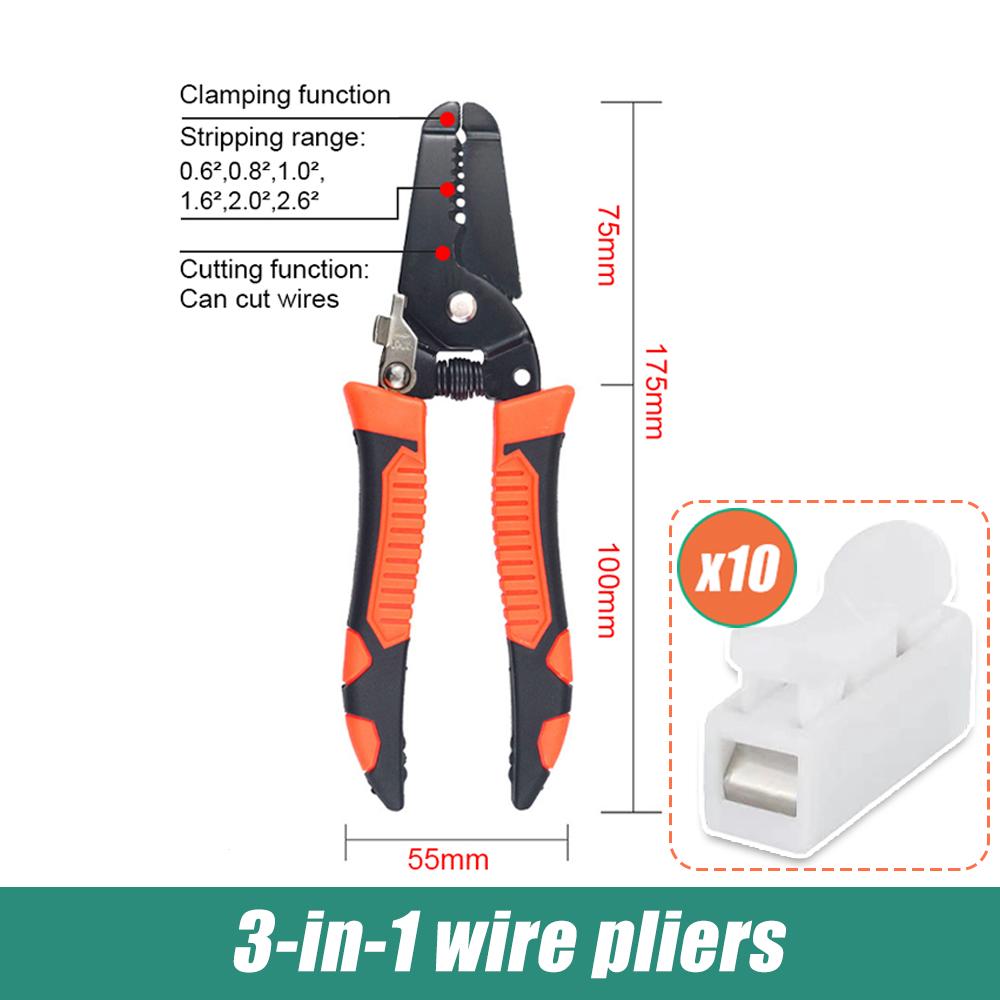 10 в 1 плоскогубцы для зачистки проводов, кабельный резак для электрика, бытовая сеть, бесплатный соединительный провод Ch-1, кабель и термоусадочная трубка