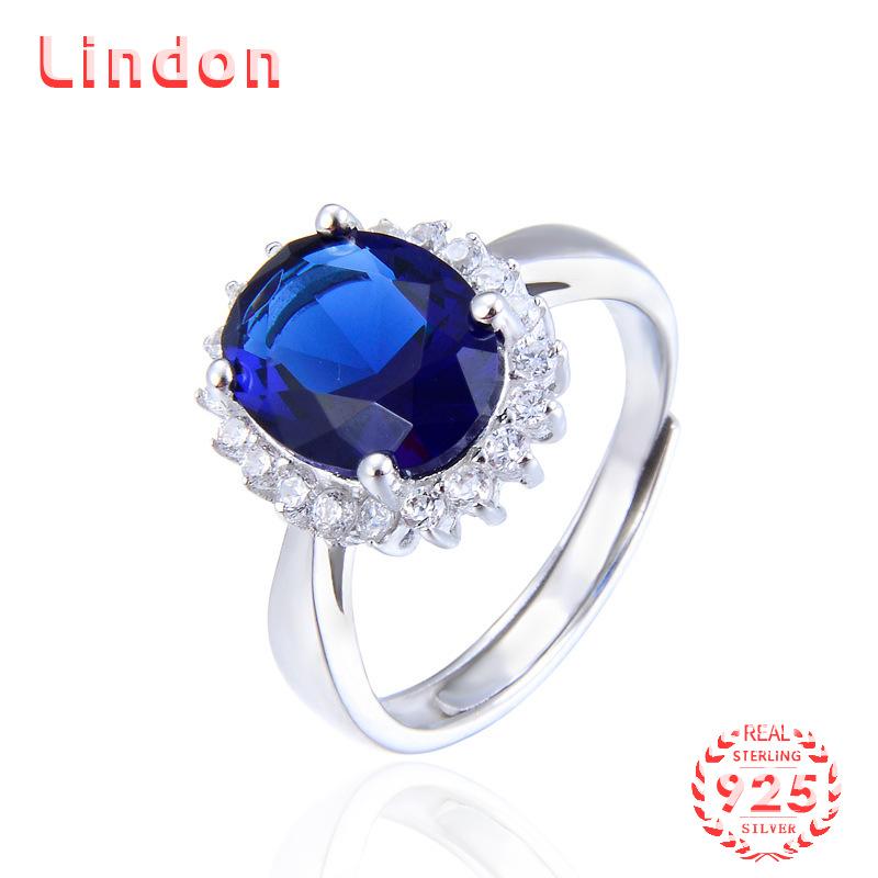 Lindon Classic 925 Sterling Silver Zircon Ring Ladies Jewelry Wedding Promise Party Gift