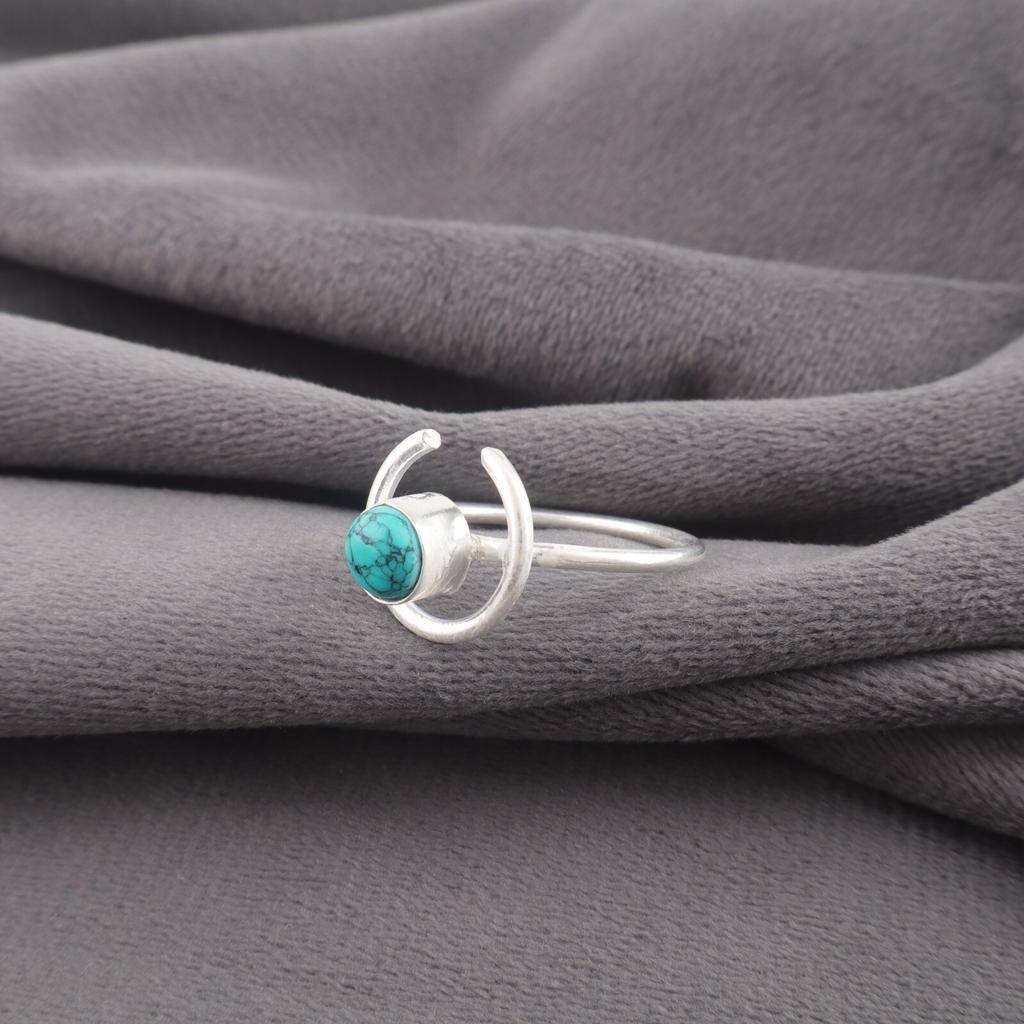 Blue Turquoise Gemstone Ring 925 Solid Silver Handmade Jewelry Fashionable Ring RR-54-25