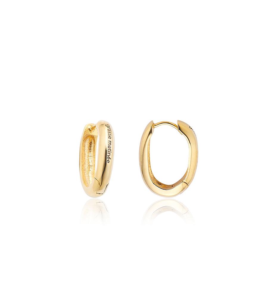 Grasse Matinee 2Ways Oval Unbalanced Chain Earrings Gold