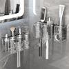 Wall Mounted Toothbrush Rack Water Ripple Toothbrush Holder Mouthwash Cup Set Cosmetics Comb Storage Shelf Bathroom Accessories