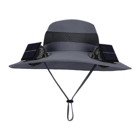 Outdoor Hat with Dual Power Supply Fan Summer Wide Brim Sun Hat Cooling Fishing Hiking Sun Protection Hat