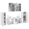 Bathroom Furniture Set 6 pcs White Engineered Wood and Glass