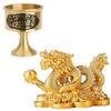 PLEAVIT Dragon Figurine, Entryway, Feng Shui Water Cup Set, Gold, Interior Decoration, Fortune-Bringing, Good Fortune