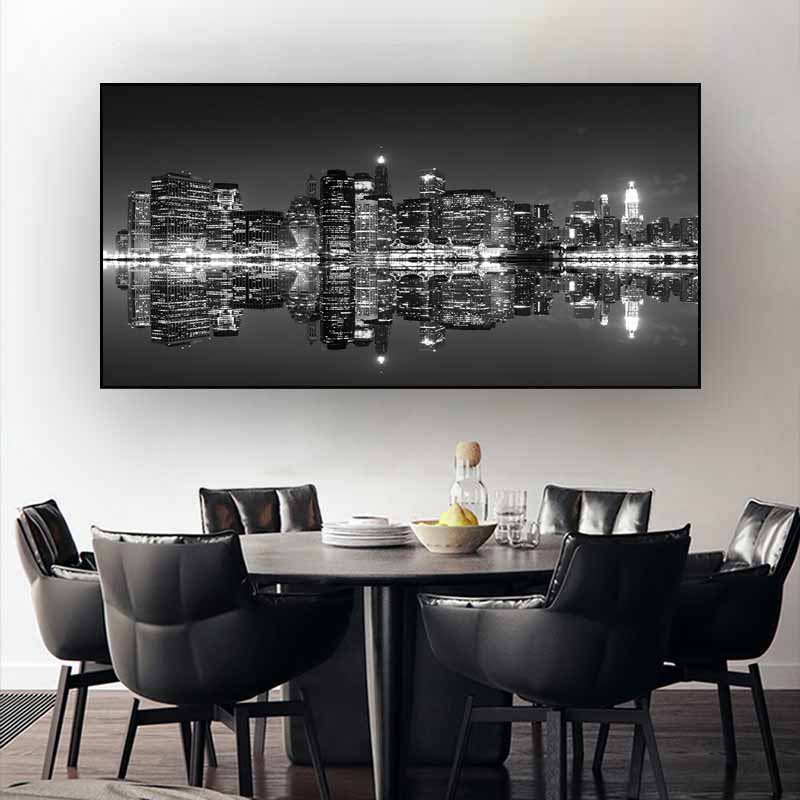 Горизонт Торонто, пейзаж, настенные художественные постеры и принты, черно-белые, вид на город Торонто, холст, живопись, художественные фотографии, домашний декор