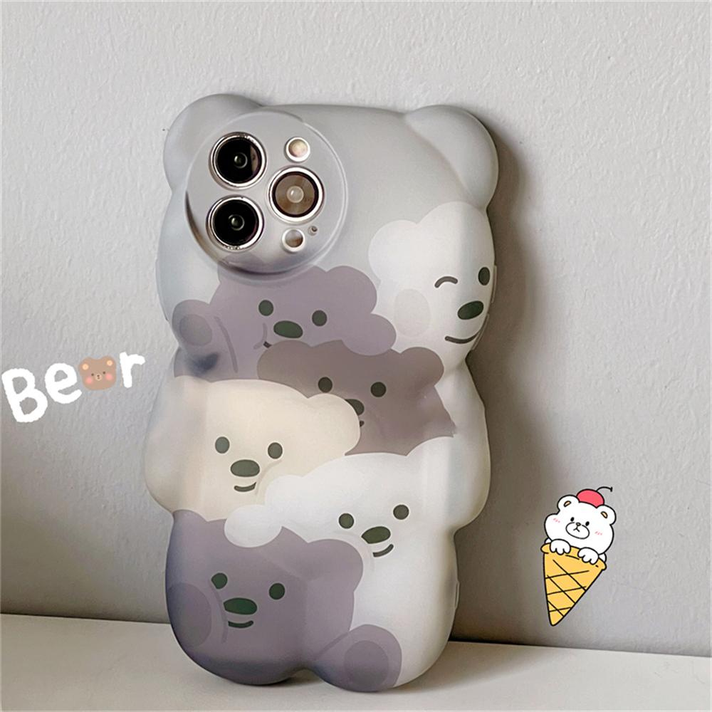 Ins Япония милый 3d мультфильм медведь цветок чехол для телефона для Iphone 13 12 11 Pro Xs Max X Xr мультфильм животных противоударная мягкая задняя крышка