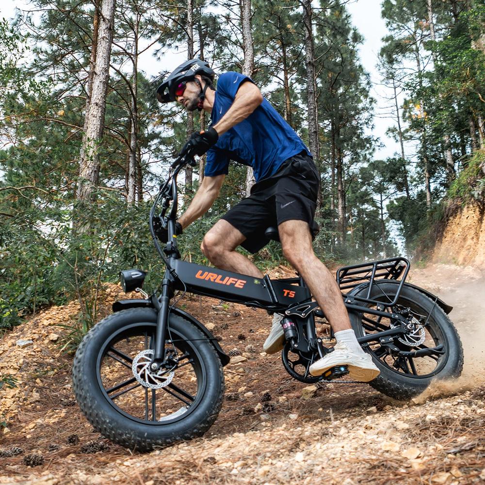 Urlife T5 Foldable Electric Bicycle 20" Fat Tire 750W Motor Fully Suspended Adult Electric Bike 48V 13Ah Dual Disc Brakes 7 Speed Max Load 120Kg