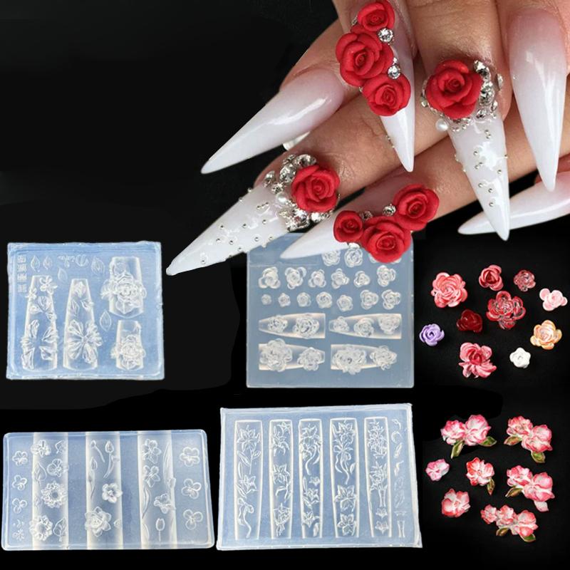 Cartoon Flower Shape Silicone Nail Mold Nail Stamping Nails Diy Nail Salon Design Stereoscopic Manicure Art Tool