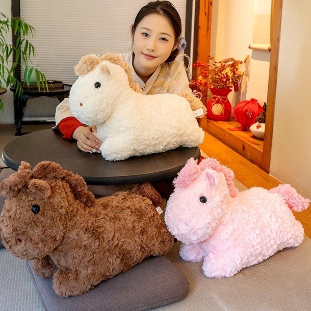 Soft Horse Plush Toys PP Cotton Filling Stuffed Animal Decoration Soothing Doll Birthday Gift