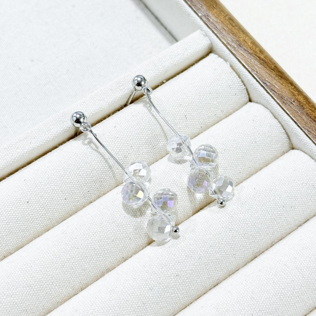 Корейские легкие роскошные простые прозрачные серьги-капли, элегантная серия сережек Niche Temperament, летние серьги-гвоздики высокого класса