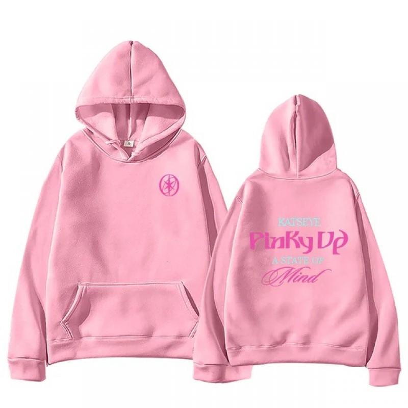 KATSEYE PINKY UP Худи в стиле K-pop для женщин и мужчин Y2K Уличная одежда Свободный свитшот с принтом Повседневный с длинным рукавом