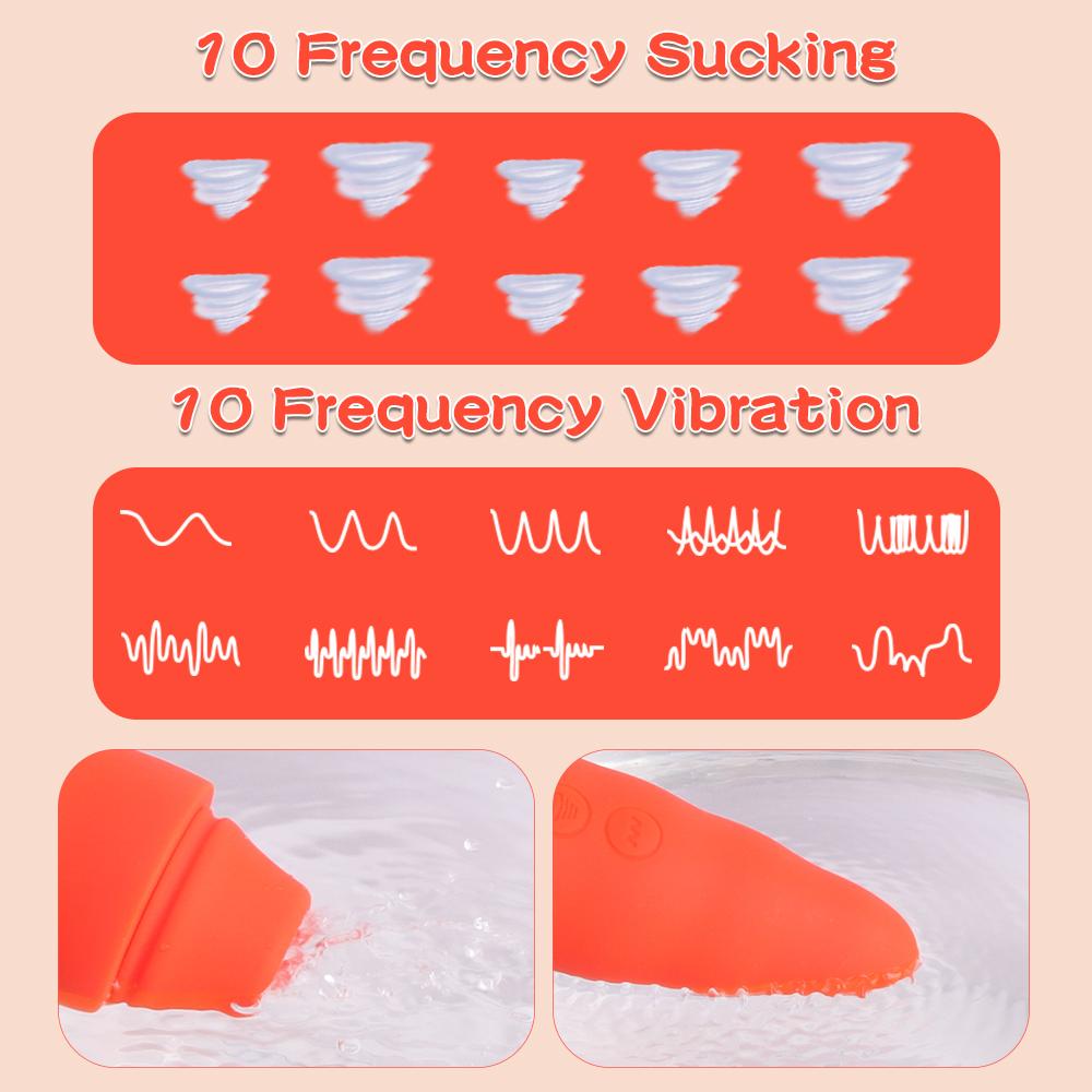 2-in-1 Sucking Vibrating Carrot Vibrator Suitable Women Clitoral Massager G-Spot Stimulation Vagina Masturbation Adult Sex Toys