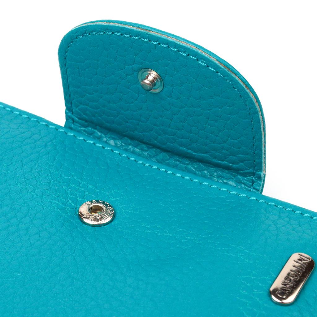 Яркий вертикальный женский кошек из натуральной кожи CANPELLINI Wallet 21678 Бирюзовый