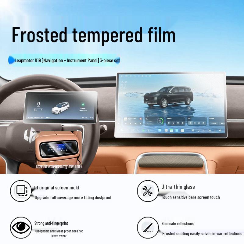 Защитная пленка для экрана приборной панели Leapmotor D19: Закаленное стекло для центральной консоли и дисплеев навигации.