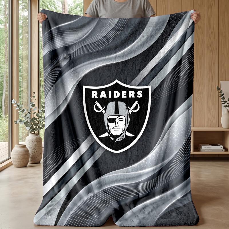 Las Vegas Raiders Flannel Fleece Blanket Cozy Warm Throw Blanket For Couch Bed Travel All Season Use