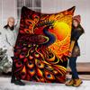 1pc Peacock Feather Print Print Outdoor Blanket, Lightweight Polyester,