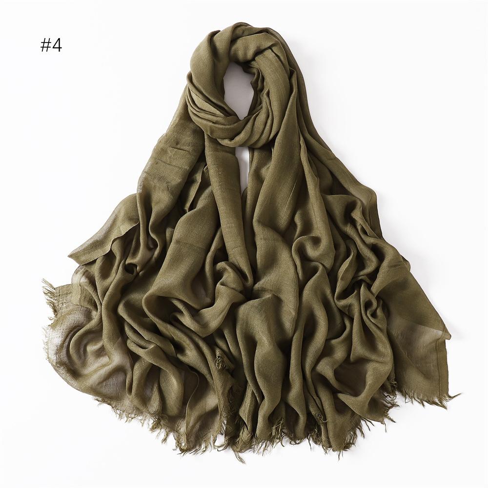 Fashion Muslim Cotton Rayon Modal Hijab For Women Headscarf Long Shawls Islam Hijab Turbans Head Wrap Solid Fringe Scarves