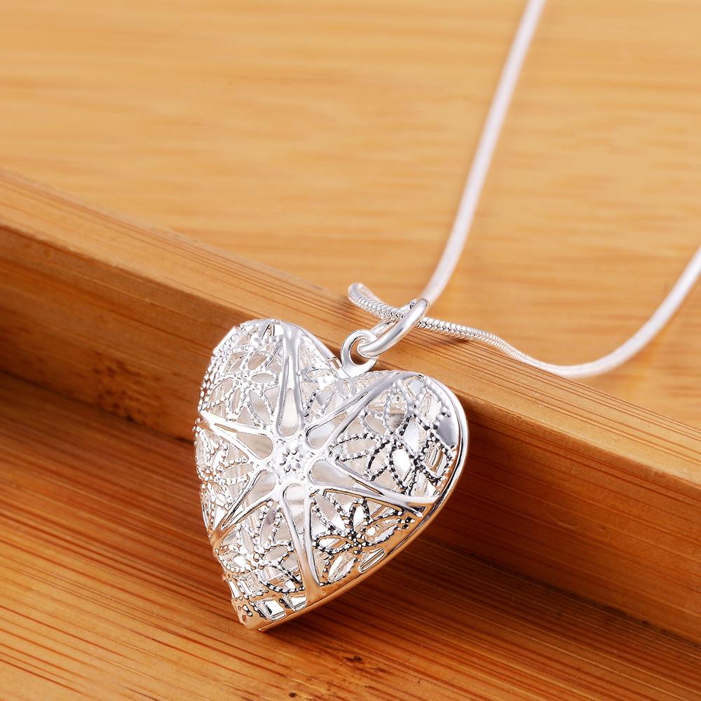 Christmas Gift 925 Sterling Silver Photo Frame Pendant Necklace Woman Charm / Classic Statement Necklace Fine Jewelry Best Gift