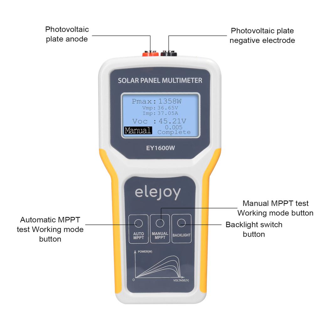EY1800/EY1600W/EY800W/EL400B Solar Photovoltaic Panel Tester Multimeter Auto/Manual MPPT Detection Voltage Test Tool Voltmeter