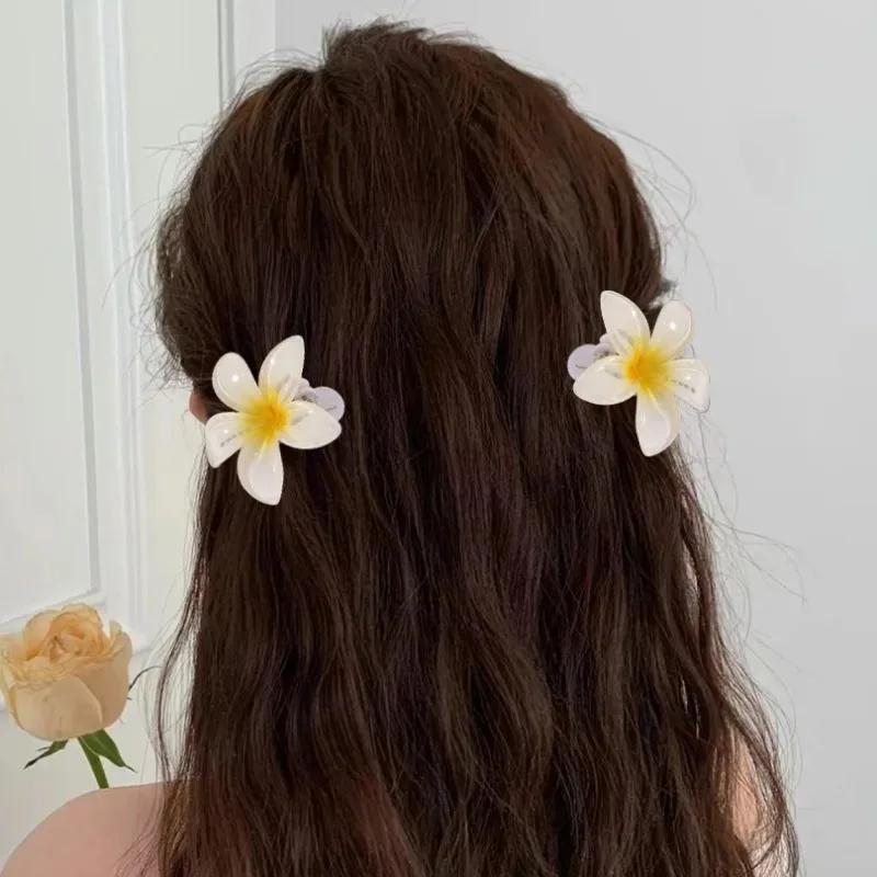 Летние заколки для волос с цветком плюмерии для женщин и девочек, милые заколки для волос, заколки с яйцом и цветком, аксессуары для волос для гавайской свадебной вечеринки
