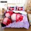 Pink Rose Queen Bedding Set Duvet Cover Set Bedding Comforter Bedding Sets Bed Linen King Size Duvet Cover Bedding Set