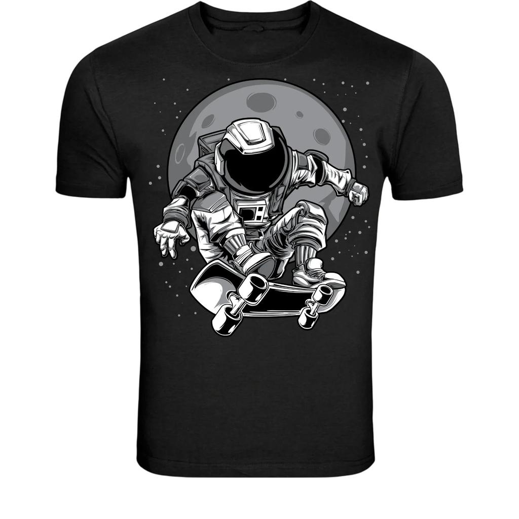 Astronaut Skateboard Moon T-Shirt - Space Skater Graphic Tee