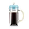 BODUM CAFFETTIERA Френч-пресс Кофеварка, 1000 мл, Холодный синий, Фильтр из нержавеющей стали, Стеклянная колба, Кофеварка для заваривания [Оригинал] 1918-760-761