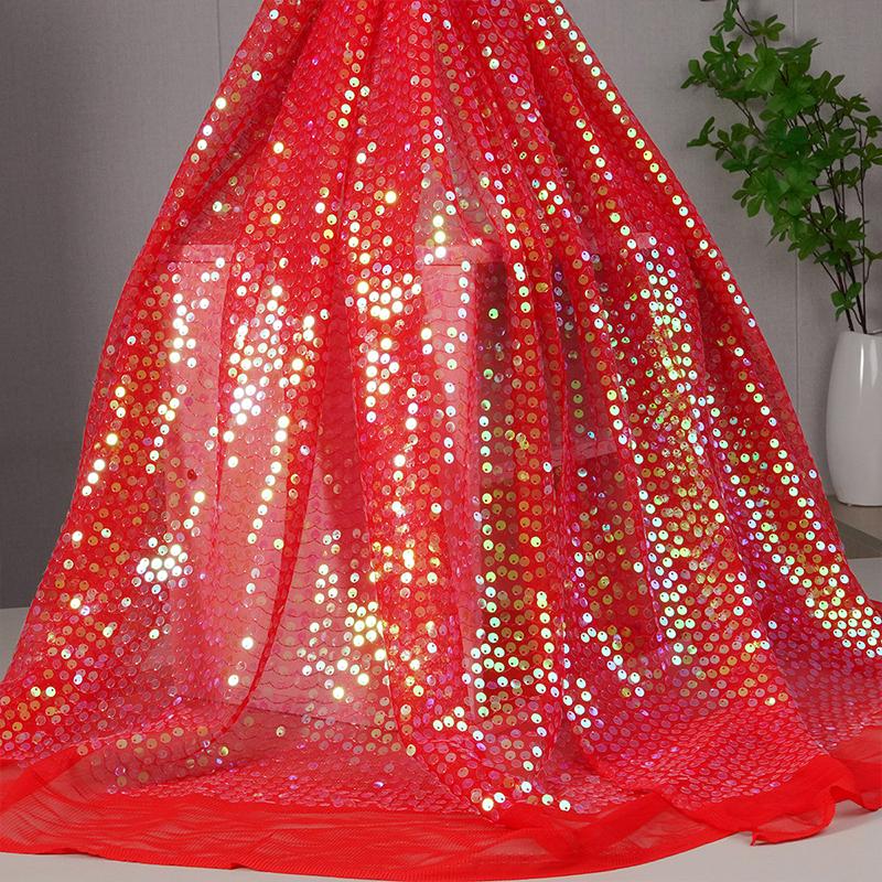 Красочная Радужная Блестящая Пайеточная Вышивка Градиентная Ткань 6мм Пайетки Ткань для Вечернего Костюма Платья Фон Упаковка Сетка