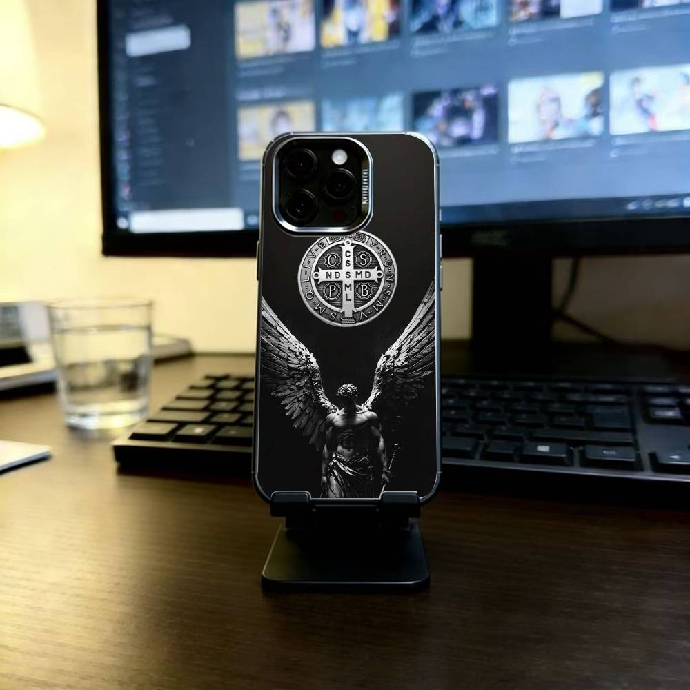 Чехол для телефона Sao Bento Benedict of Nursia для iPhone 17,16,15,14,13,12,11 Plus,Pro Max,XS, Цветной Серебристый Чехол для телефона Funda Cover
