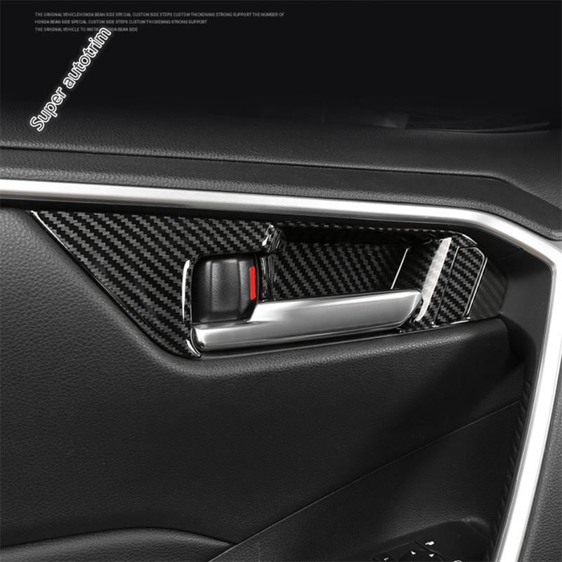 Car Inner Door Handle Bowl Frame Decoration Cover Trim For TOYOTA RAV4 RAV 4 XA50 - 2025 ABS Red / Carbon Fiber Accessories