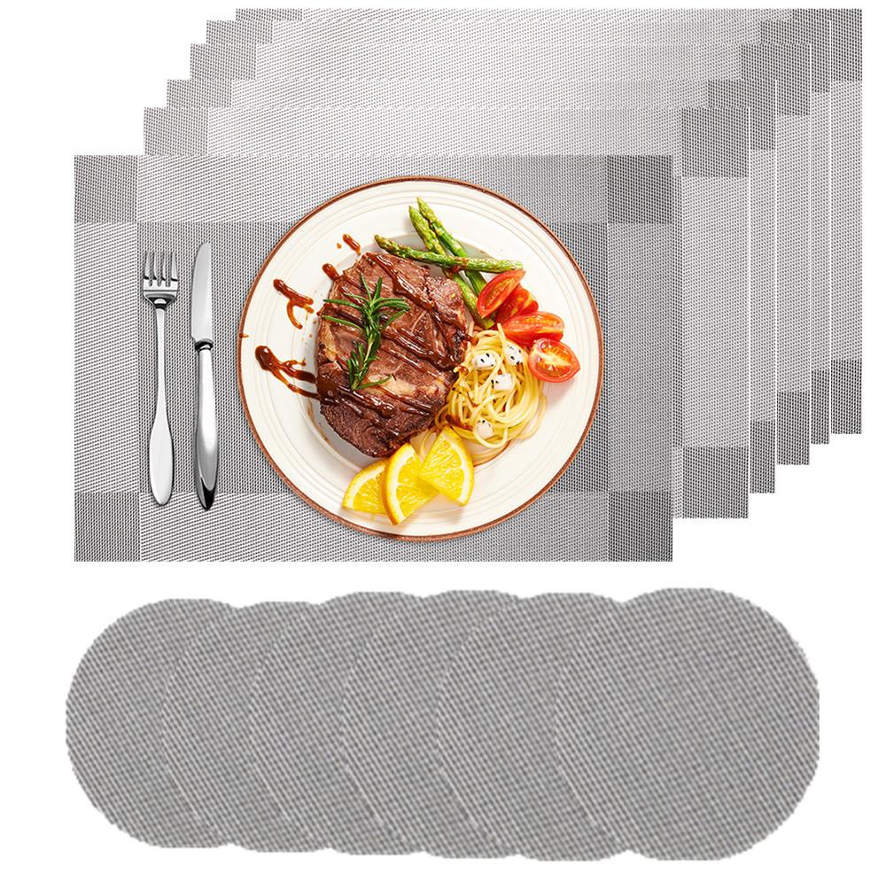 Набор из 6 элегантных салфеток и подставок, набор из плетеных виниловых салфеток, термостойких, нескользящих, моющихся салфеток для обеденного стола