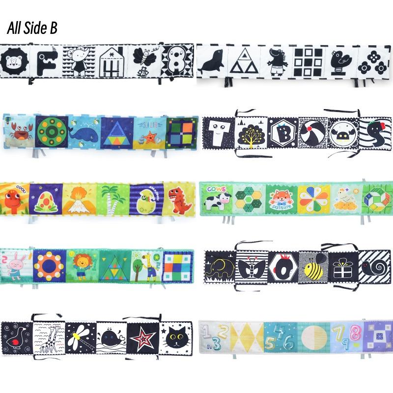 Новый трансграничный черно-белый двусторонний бортик-книжка для детской кроватки с 3D-игрушкой для раннего развития, устойчивой к разрыву, и BB-устройством