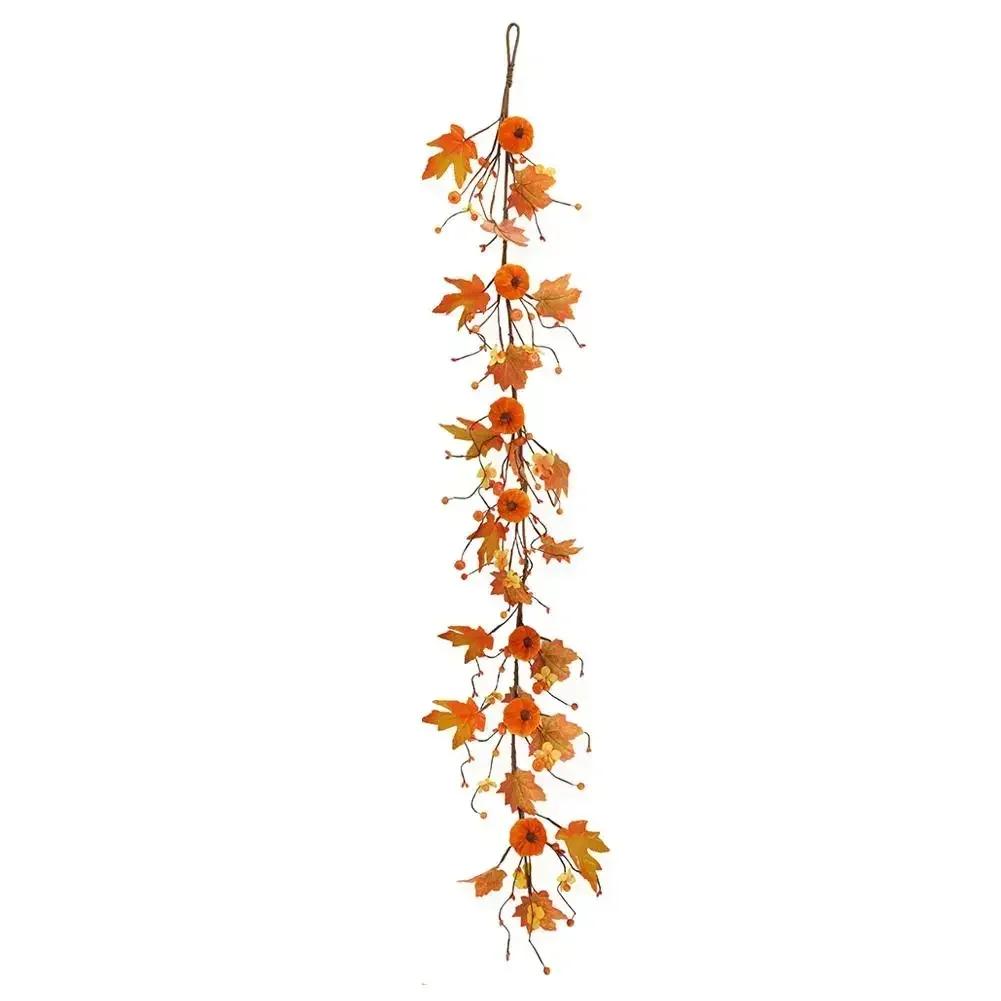 Pumpkin Vine Garland for Thanksgiving and Fall Decoration Made of Plastic and Fabric Suitable for Home and Event Use