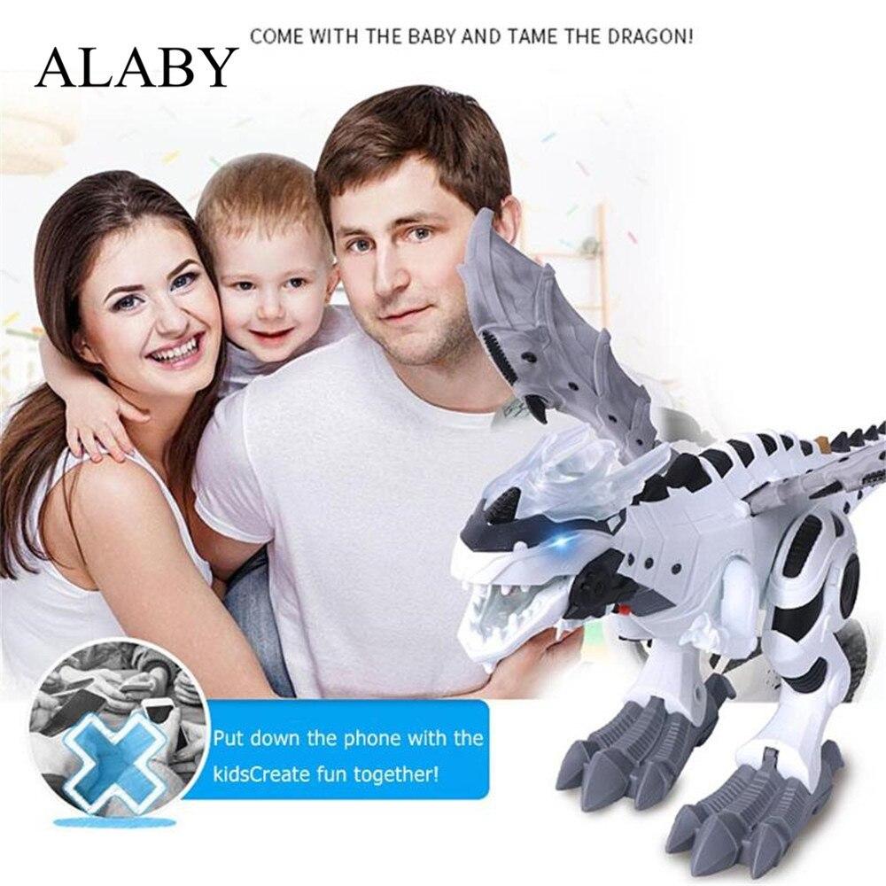 Интеллектуальная модель динозавра Alaby, электрический механический спрей, электрическая игрушка динозавра, детские игрушки для хобби, мультяшная электронная прогулочная игрушка