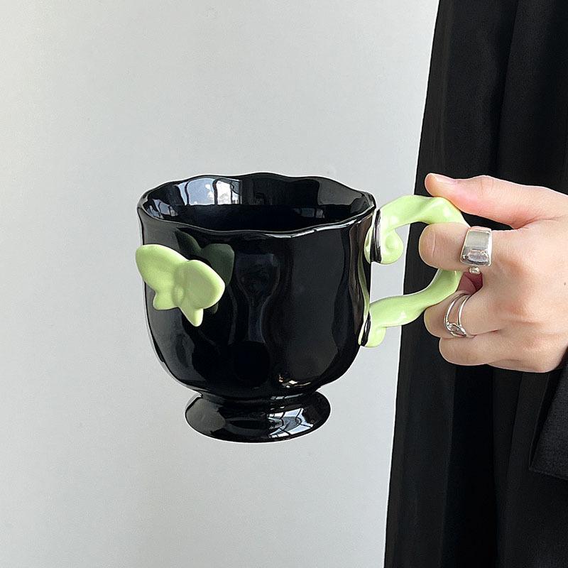 Кружка Бабочка Высокого Класса Девочка Сердце Керамическая Чашка Офисная Кофейная Чашка для Завтрака Подарок на День Рождения Девочки